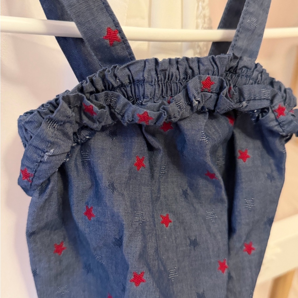Newborn Cat & Jack Blue Jean Onesie with Patriotic Stars